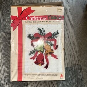 1980 Vintage Caron Christmas Bells Latch Hook Kit 20x27" New In Box